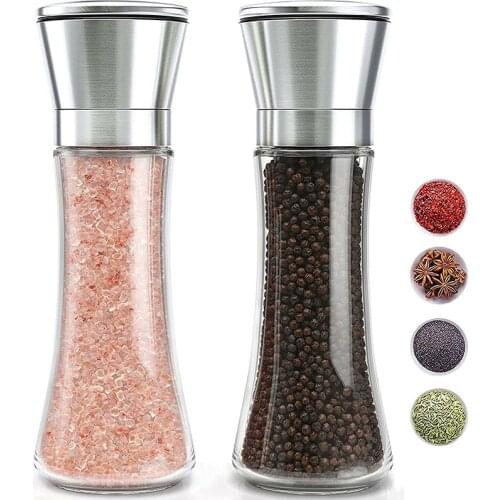 Newest 2Pcs Manual Pepper Grinder Durable Herb Grinders Spice Jar Containers Home Kitchen Mill Tools Accessories for Cooking