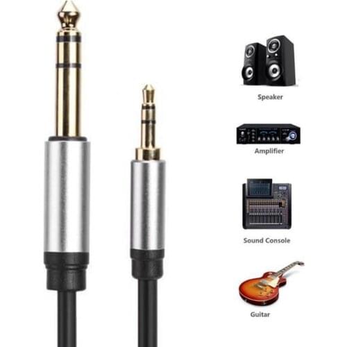 3.5mm to Dual 6.5mm Adapter Jack Audio Cable Double 6.35mm Male 1/4" Mono Jack to Stereo 1/8" 3.5mm Jack aux Cord