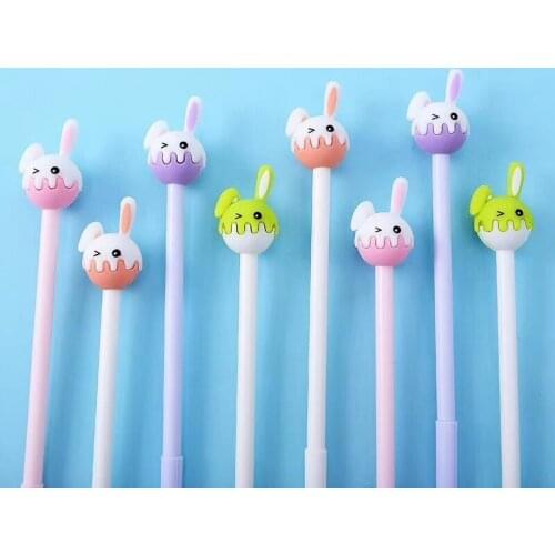 30PCS Korean Version of The Cartoon Ice Cream Rabbit Silicone Gel Pen Cute Lollipop Pen Kawaii School Supplies Stationery