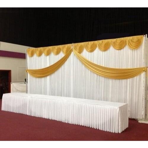 3x6m White Wedding Backdrop with beautiful swags and drapes Wedding Stage curtain