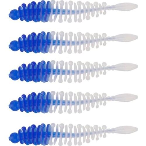 5PCS Needle Tail Soft Maggot Bait 5.5cm 1.2g Qingwu Insect Luya Soft Bait Threaded Maggot Artificial Bait Artificial Insect Bion