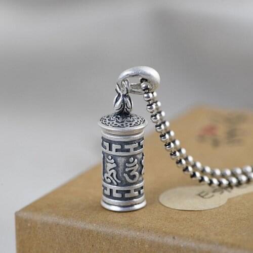 925 Sterling Silver Matte Buddhism Om Mani Padme Hum Box Locket Pendant A2285