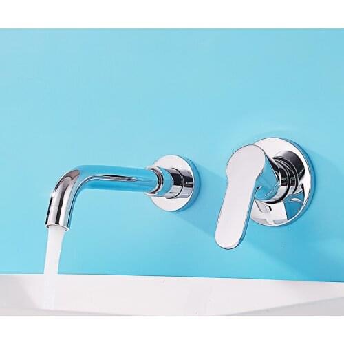 Beiluode Hot And Cold Water Bathroom Faucet Wall Mount Mixer Sink Tap Wash Basin Swivel Spout Bath Single Lever Handle MA1004