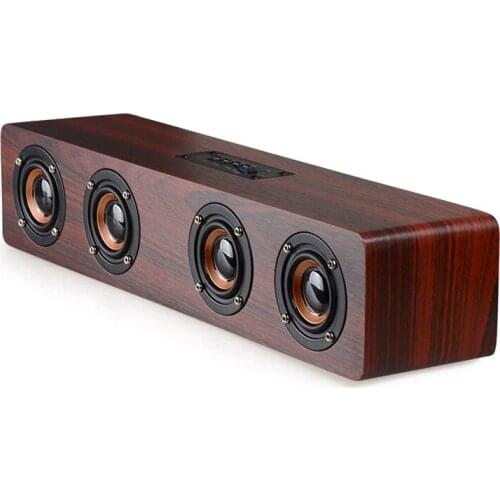 Bluetooth Soundbar Wooden Speaker Computer Speakers Phone Function TF AUX Wireless TV Audio Home Desk Stereo Bass Speaker