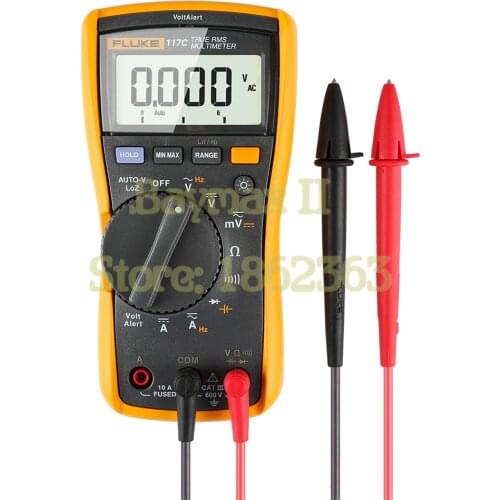 Fluke 117C True RMS Auto-Voltage Digital Multimeter with AC/DC Current,Capacitance,Resistance,Frequency Measurement