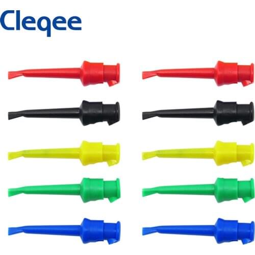 Cleqee P5002 10pcs Multimeter Good quality Test Hook Clip Lead Wire Kit Grabbers Test Probe SMT/SMD IC D20 Cable Welding