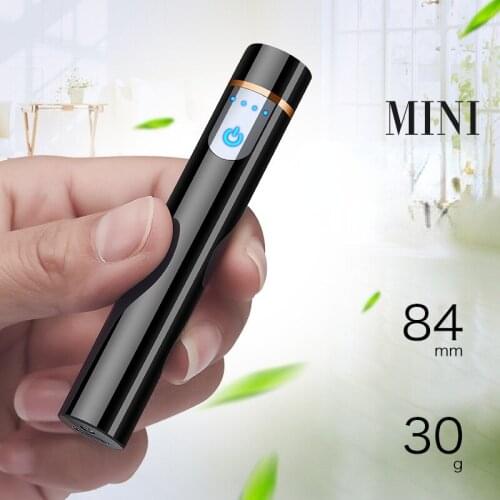 Dapper Mini Round LCD Induction Charging Lighter Metal Windproof Cigarette Lighter Smoking Accessories for Weed Cute for Girls