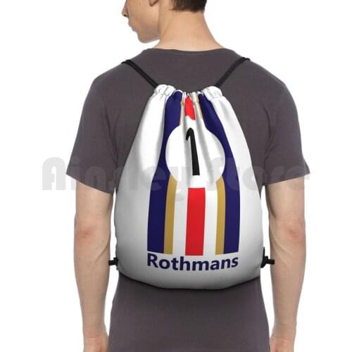 RothmanS Le Mans Livery Backpack Drawstring Bags Gym Bag Waterproof Formula Retro Circuit Williams Senna Radically Hero