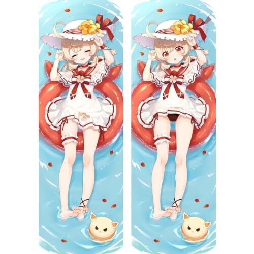 Genshin Impact Klee Swimsuit Pillow Case Dakimakura Peach Skin Long 2-Side Klee Cosplay Throw Hugging Body Pillow Cover Case