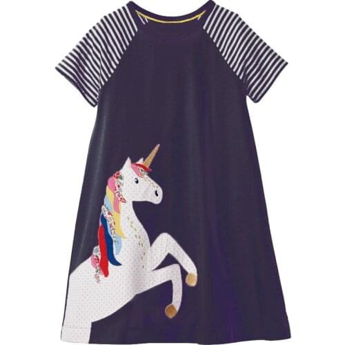 Jumping Meters Horse Rider New Printed Summer Princess Dress Brand Kids Dresses Baby Girls Clothes Short Sleeve Children Costume