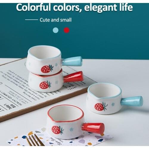 Ceramic Mini Milk Cup With Handle Japanese Milk frothing Jugs Coffee Sugar Milk Pot Strawberry Floral Pattern Kitchen Cookware
