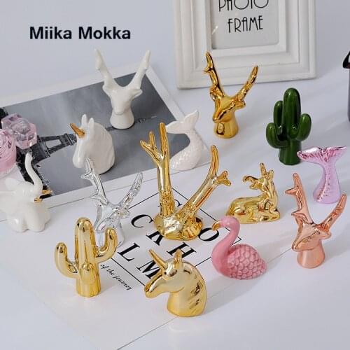 Ceramic Mini Animals Unicorn Home Micro Fairy Garden Figurines Miniatures Jewelry Holder Home Garden Decoration DIY Accessories