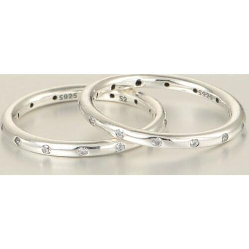 Droplets Rings 100% 925 Sterling Silver Jewelry with Clear CZ Free Shipping