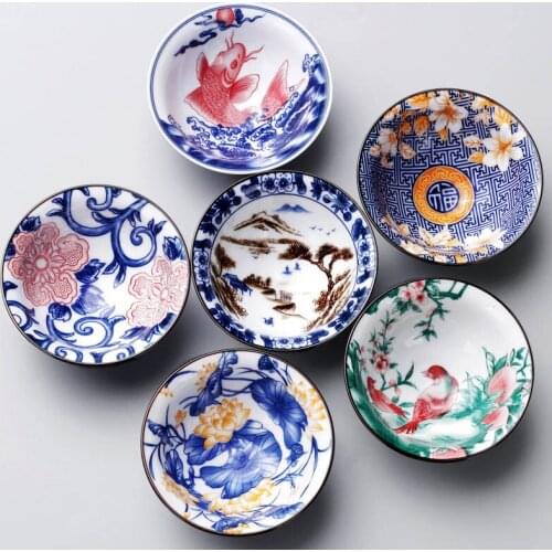 Creative colorful hand painted ceramics tea Cup,Hand-painted Cone Teacup,Chinese style pattern teacups,Tea accessories Puer cup