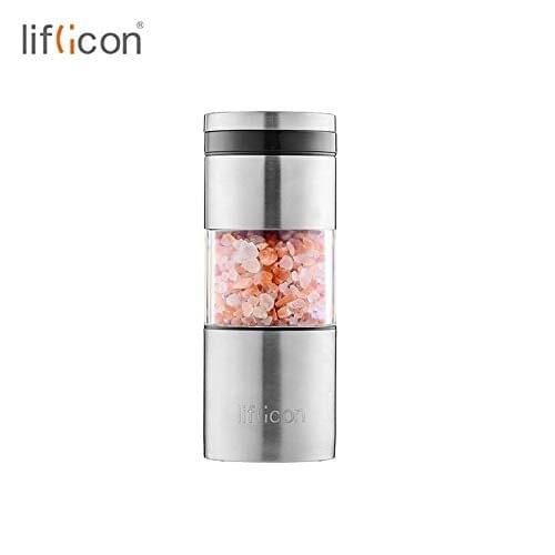 Liflicon Salt Spice Shaker Pepper with Adjustable Rotationg Cover Stainless Steel Transparent Bottle Kitchen Accessories