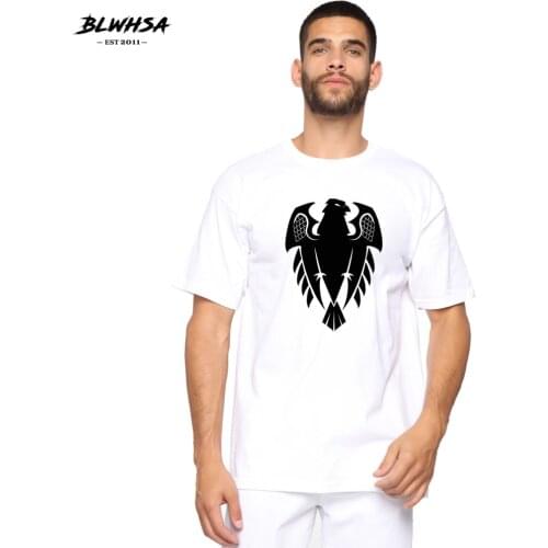 BLWHSA Cool Eagle Printed T Shirt Men 100% Cotton Short Sleeve Summer Hip Hop T-shirt Eagle Printing Men Plus Tops Tees Clothing