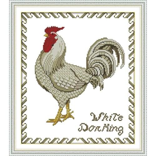 The white cock cross stitch kit aida pre-print floss count fabric 14ct 11ct hand embroidery DIY handmade needlework supplies bag