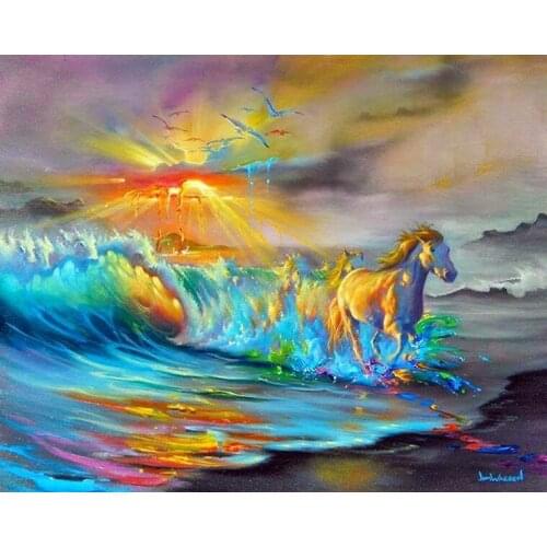 Horse style Embroidery Counted Cross Stitch Kits Needlework - Crafts 14 ct DMC Color DIY Arts Handmade Decor Oil painting