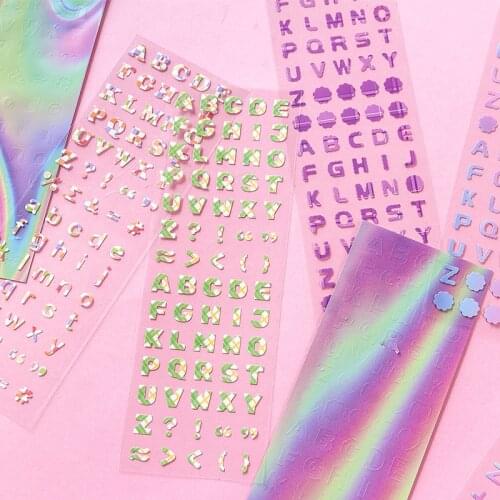 2Pcs Colorful Grid Numbers Letter Alphabet Stickers Kawaii DIY Planner Notebook Journal Decoration Stationery Cute Laser Sticker