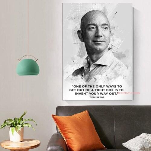 Jeff Bezos Poster Motivational Quotes Picture Canvas Wall Art Decor Paintings for Living Room Home Decoration frame