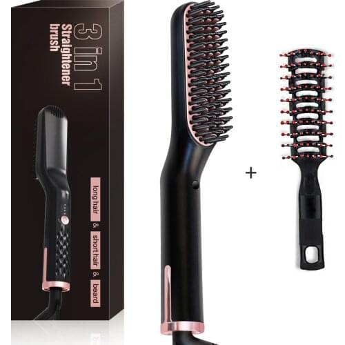 Professional Men Beard Straightener Brush Hairdressing Comb Multifunction Man Woman Hair Straightening Brush Beard Electric Comb