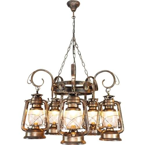 Industrial Retro Chandelier Kerosene Bottle E27 Metal LED 2/3/5 Heads Pendant Light for Restaurant Bar Decoration Lighting
