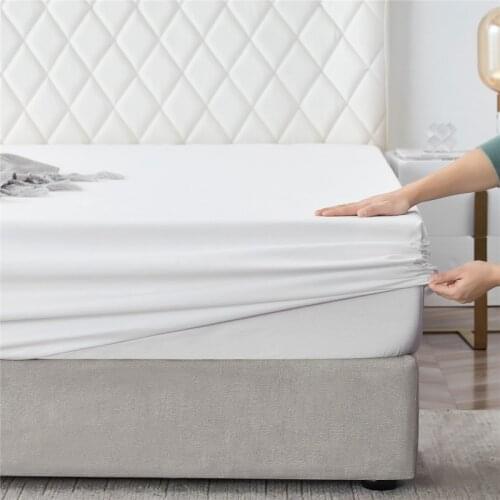 1PCS Fitted Sheet Solid Color Bed Sheets Single Double Queen Size 160cm*200cm Mattress Bed Cover (No pillowcase)