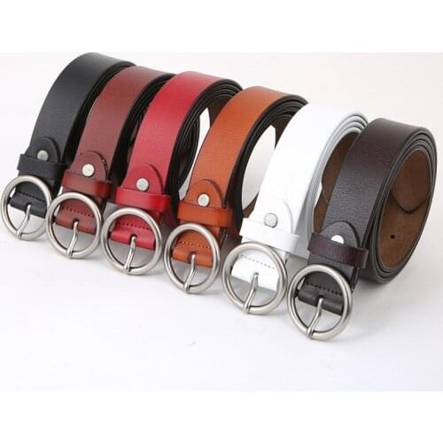 New Luxury Round Buckle Belts Retro Cowide Belt Female Genuine Leather Belts For Women Jeans Dress Belt Designer Ladies Belts