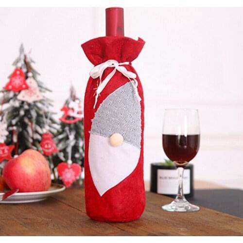 Christmas Ornaments New Year Wine Bottle Creative Decoration Embroidery Santa Claus Christmas Wine Set Gift Bag Pendant Gift