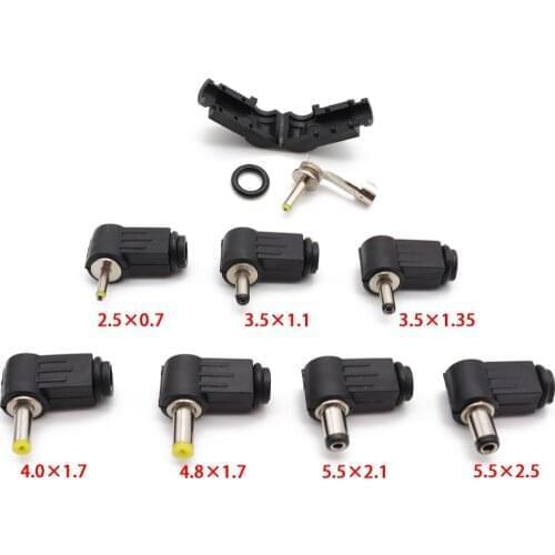 2PCS Male DC Power Plug Connector Angle 90 degree L Shaped plastic 5.5*2.5 5.5*2.1 4.8*1.7 4.0*1.7 3.5*1.35 3.5*1.1 2.5*0.7mm