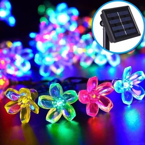 Solar Outdoor Garden Landscape Lights Peach Lamp String 50LED Holiday Wedding Garden Decoration Energy Saving Lantern