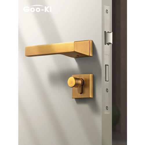 Goo-Ki Modern Mute Bedroom Door Lock Handle Interior Door Lock Anti-theft Bathroom Gate Lock with Cylinder Furniture Hardware