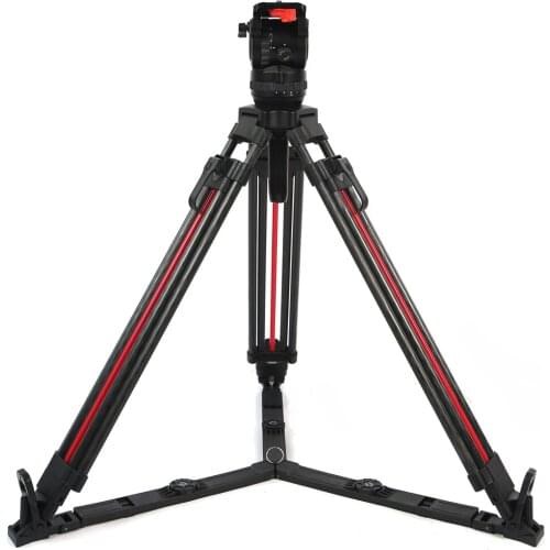 TERIS TSN6CF-Q Professional Heavy Duty Video one Button to Unlock Tripod Video Systems Fluid Head Easy lock version Load 7KG