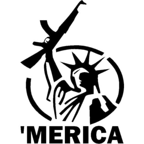 9.5cm*13cm MERICA Statue of Liberty Holding Gun Vinyl Stickers Decals Black/Silver S3-4726