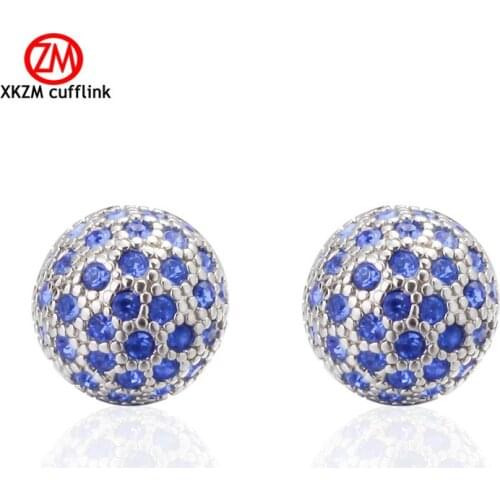 XKZM Cufflinks Blue crystal ball Cuff Links for Mens Gifts Dad Cuff Buttons Wedding Favors For Fathers Day