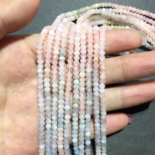 Factory Price Natural Morganite Faceted Rondelle Loose Bead Healing Stone Gems DIY Jewelry Making Bracelet Necklace Design 2x3mm
