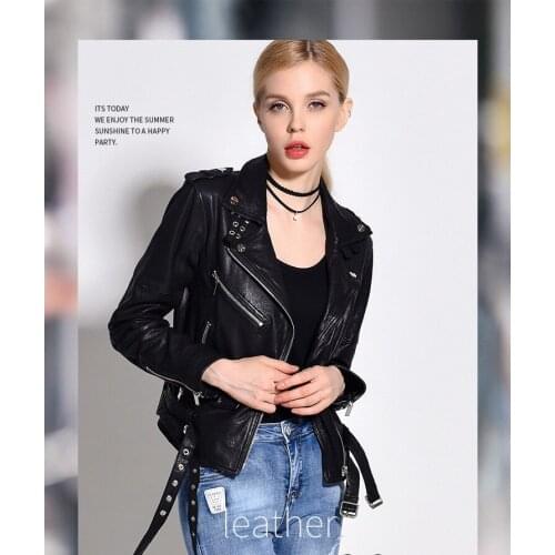Shipping,2020 new Free genuine leather woman coat.fashion biker tanned sheepskin jacket,black slim leather clothes,sales