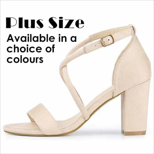 Womens Open Toe Cross Strap Buckle Sandals High Heel Chunky Block Kitten Heels Dress Party Wedding Sexy Ladies Shoes 8309-10VE