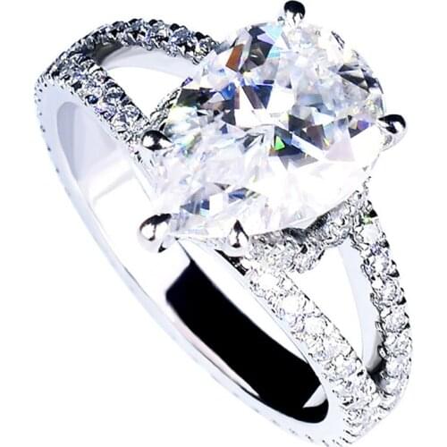 Dove Egg Drop Real S925 Sterling Silver Ring Women 2ct Diamond African Jewelry Engagement Wedding Luxury Exquisite Elegant Cute