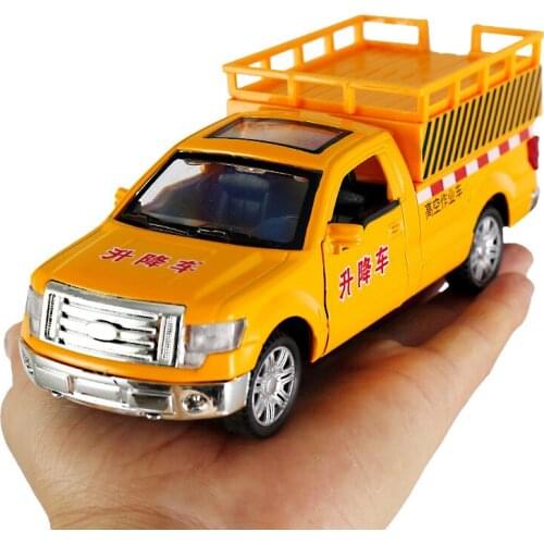 1:32 alloy pull back Alloy pickup truck,high imitation Lifting engineering car,open door music &flash& toy vehicles, wholesale