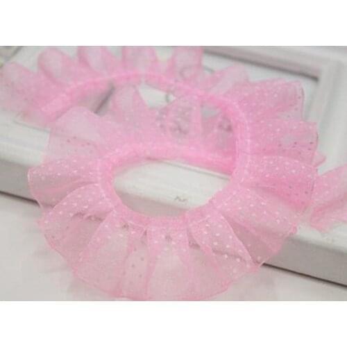 1M Pleated 3D Lace Trim 2.5cm Laces Collar Guipure Green Dot Lace Fabric Doll Sewing Accessories For Dress encaje dentelle JH10