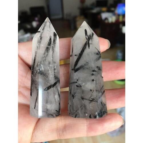 1pcs natural black tourmaline Quartz Crystal Wand point