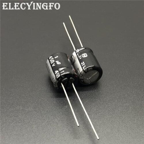 10Pcs/100Pcs 1uF 450V1uf EC Series 10x12.5mm High Quality 450V1uF Aluminum Electrolytic capacitor