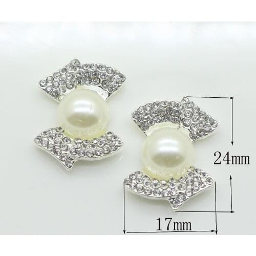 New 10pc 17*24mm Oval pearl rhinestone buttons hair flower center scrapbooking wedding Invitation decorate DIY Accessories