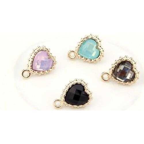 10pcs Kawaii Heart Resin Charms With One Hole Earrings Base Finding DIY Women Ear Studs Jewelry Making Accessories C39