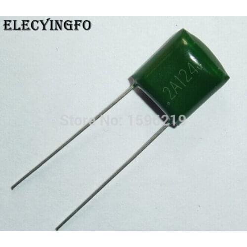 100pcs Mylar Film Capacitor 100V 2A124J 0.12uF 120nF 2A124 5% Polyester Film capacitor