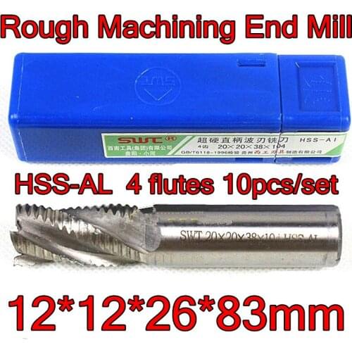 12*12*26*83mm 10pcs/set 12mm petiole 4 flutes HSS-AL Rough machining End Mill Machining steel Free shipping
