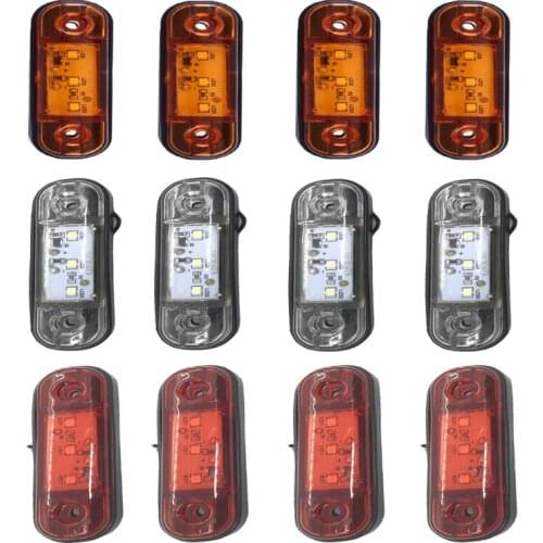 4PCS 24V 3LED Car Truck Side Marker Lights Warning Lights LED Diode Light Trailer Truck Yellow Red White Car Goods Car Accessory