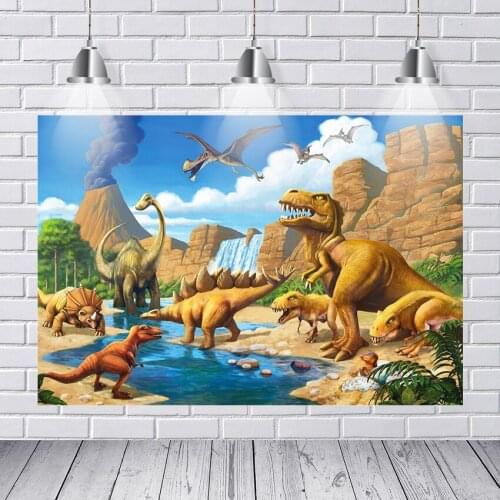 7x5FT Rocks Mountain Swamp Jungles Dinosaur Dino Tyrannosaurus Rex Custom Photo Background Studio Backdrop Vinyl