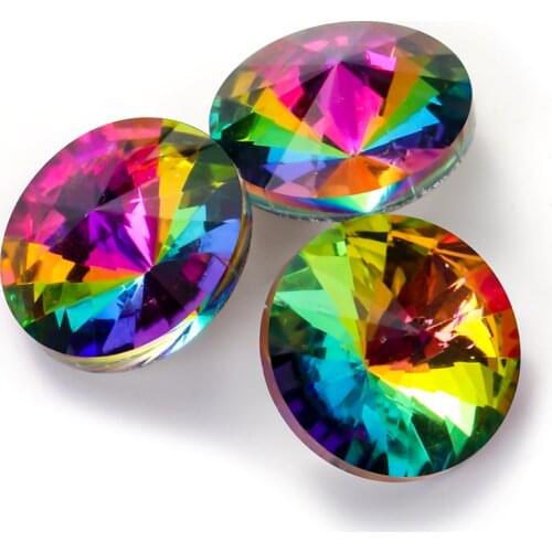 8MM 50Pcs Plating Rhinestone Wholesale Crystal AB Bulk Rivoli Beads Culet Strass Nail Art Sticker Jewelry Accessories Crafts